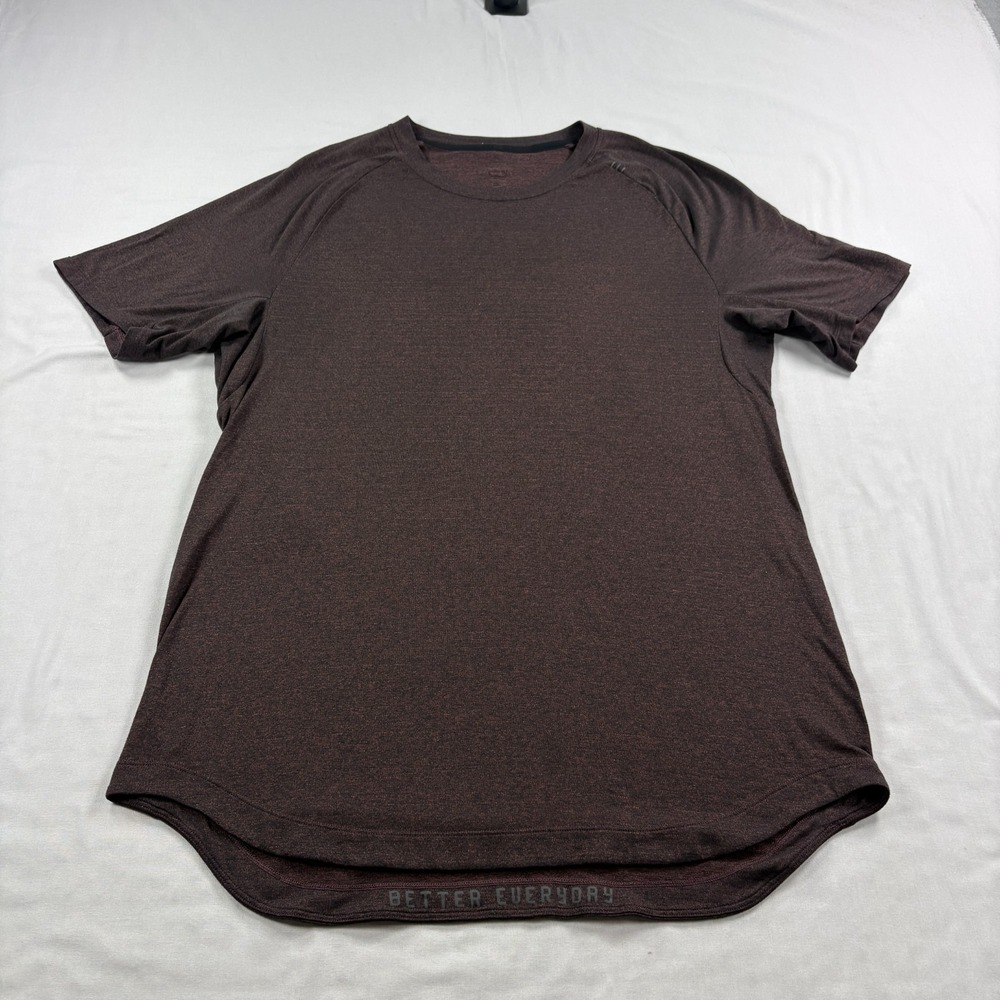 Lululemon Shirt Mens Large Brown Drysense Training Athletic Gym Crew Athleisure